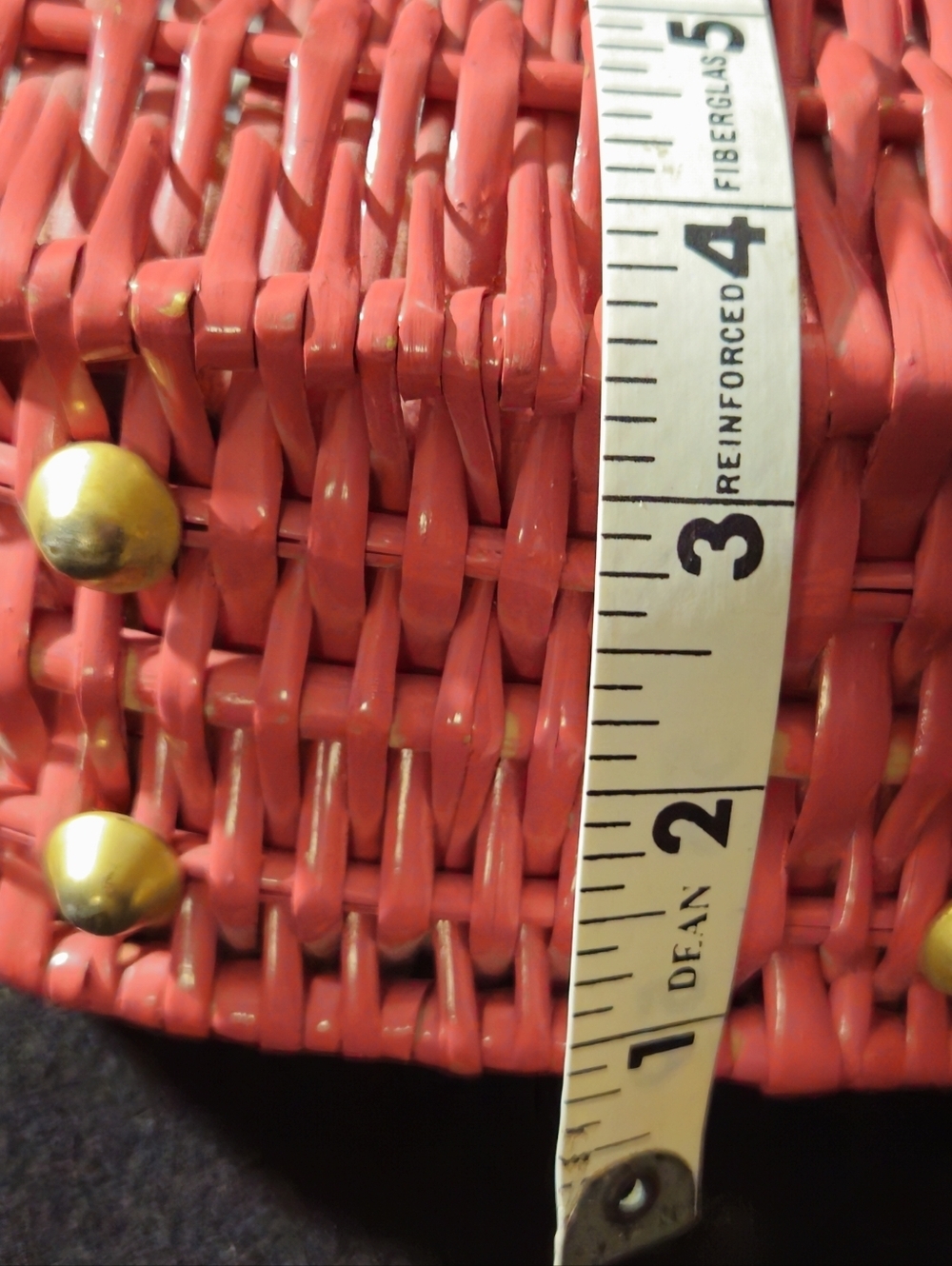Koret Vintage 1950 Pink Woven Rattan Statement Purse-Kisslock Multi-Color Accent - Picture 9 of 11